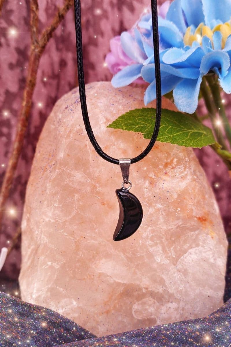 Pendentif et chaîne lune ébène - Image 1