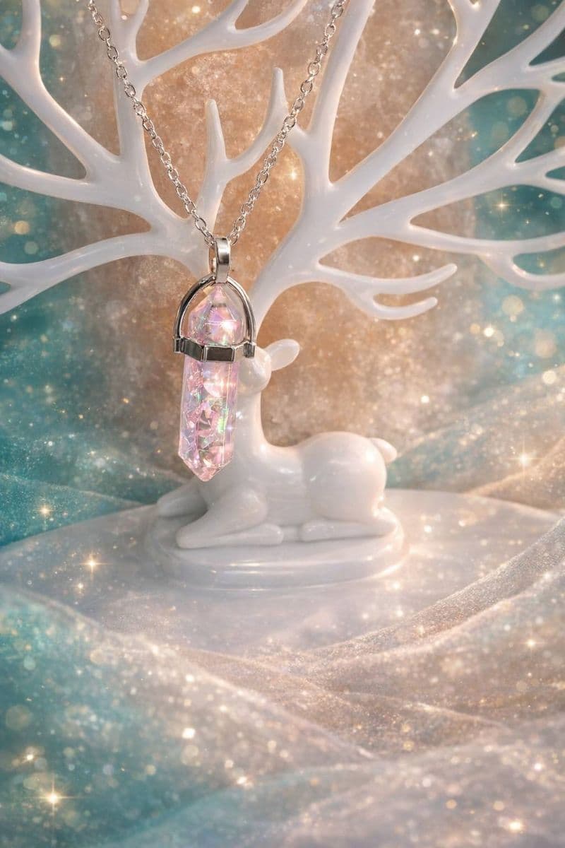 Pendentif rose a paillette et fluorescent