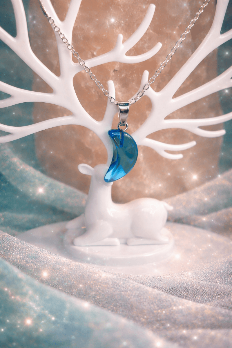 Pendentif et chaîne lune bleu - Image 1