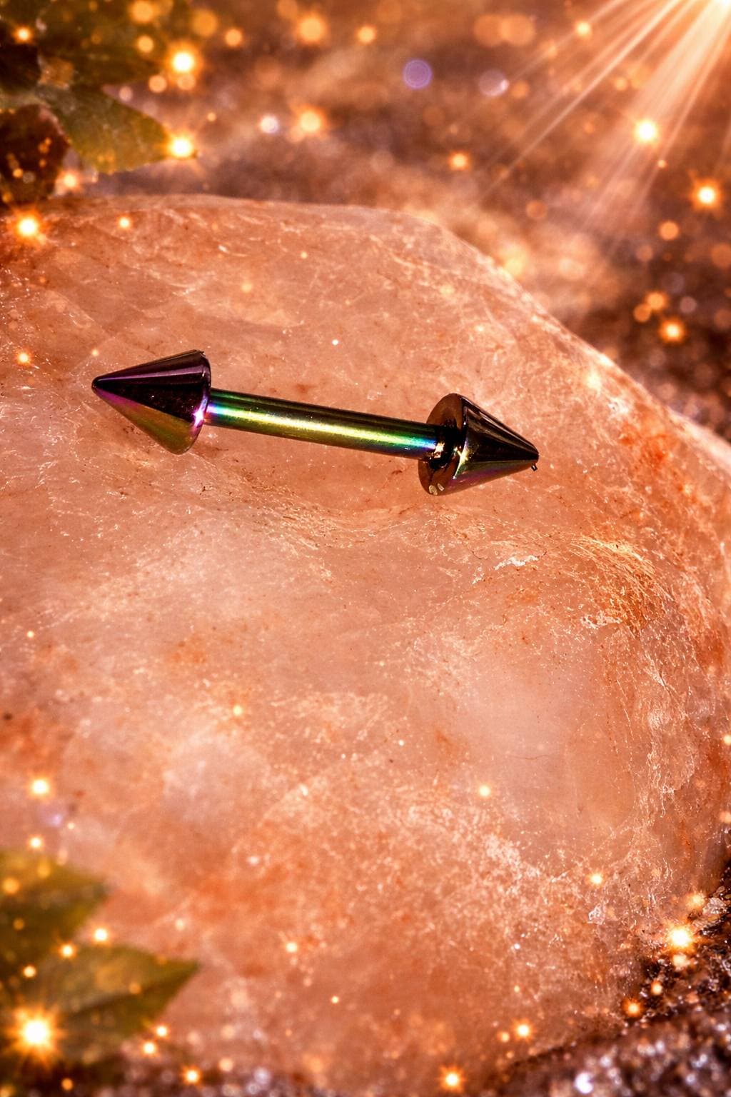 Piercing droit acier multicolore en acier inoxydable